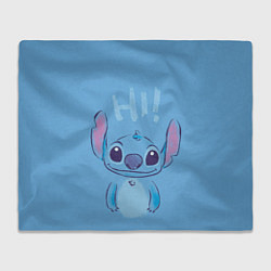 Плед флисовый Stitch says hi, цвет: 3D-велсофт