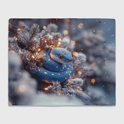 Плед Синяя змея в снежной елке