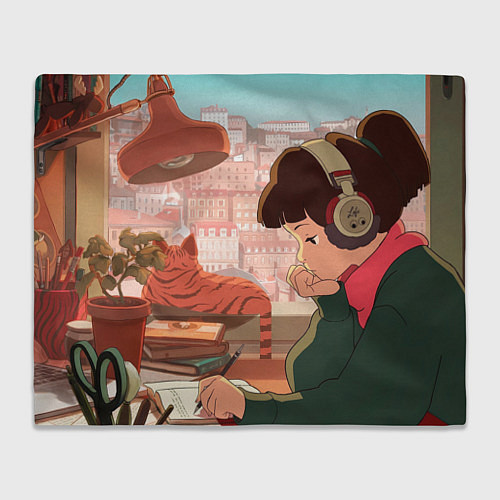 Плед Lofi music girl day / 3D-Велсофт – фото 1