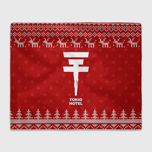 Плед Новогодний Tokio Hotel с оленями / 3D-Велсофт – фото 1