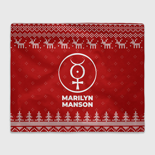 Плед Новогодний Marilyn Manson с оленями / 3D-Велсофт – фото 1