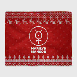 Плед флисовый Новогодний Marilyn Manson с оленями, цвет: 3D-велсофт