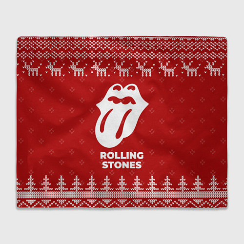 Плед Новогодний Rolling Stones с оленями / 3D-Велсофт – фото 1