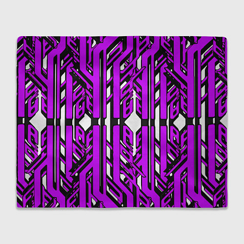 Плед Чёрно-фиолетовые техно полосы на белом фоне / 3D-Велсофт – фото 1