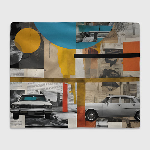 Плед Ретро коллаж с автомобилем / 3D-Велсофт – фото 1