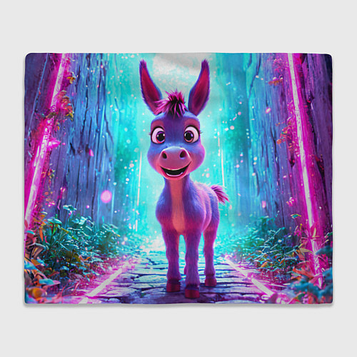 Плед Ослик в неоновых искрах / 3D-Велсофт – фото 1