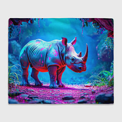 Плед флисовый Носорог в сказачном лесу, цвет: 3D-велсофт