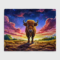 Плед флисовый Буйвол в звездной ночи, цвет: 3D-велсофт