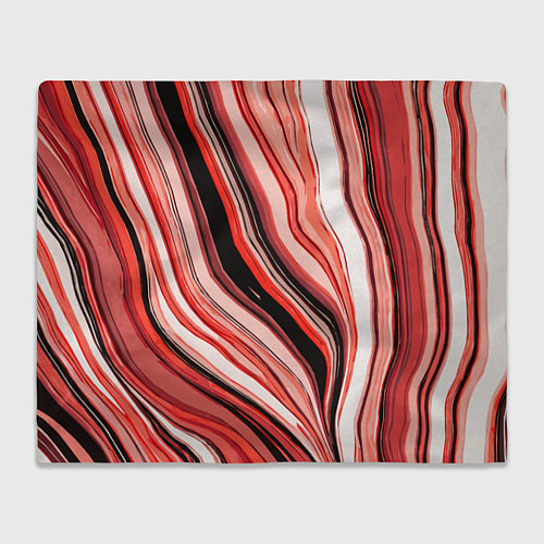 Плед Волнистые вертикальные чёрно-красные полосы / 3D-Велсофт – фото 1