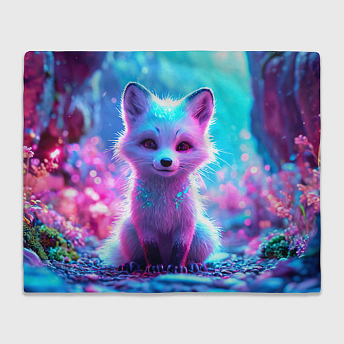 Плед Песец в неоновом свете / 3D-Велсофт – фото 1