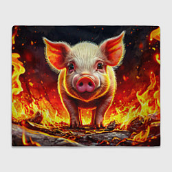 Плед флисовый Свинка в огне, цвет: 3D-велсофт