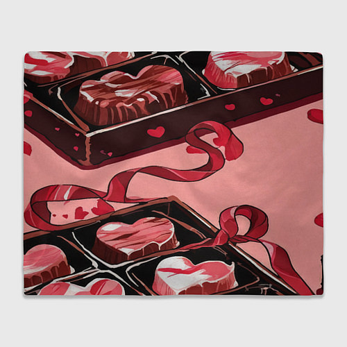 Плед Шоколадки в форме сердца / 3D-Велсофт – фото 1