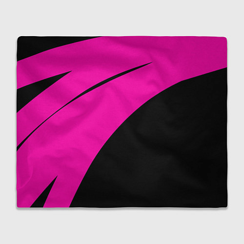 Плед Розовый с чёрным двуцветный с полосой / 3D-Велсофт – фото 1