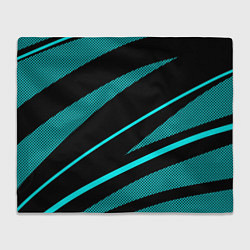 Плед флисовый Чёрный с голубым полосы текстура, цвет: 3D-велсофт