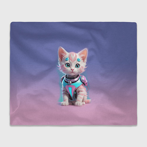 Плед Милый котёнок - киберпанк милашка / 3D-Велсофт – фото 1