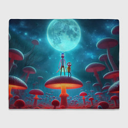 Плед флисовый Рик и Морти в стране неоновых гигантских грибов, цвет: 3D-велсофт