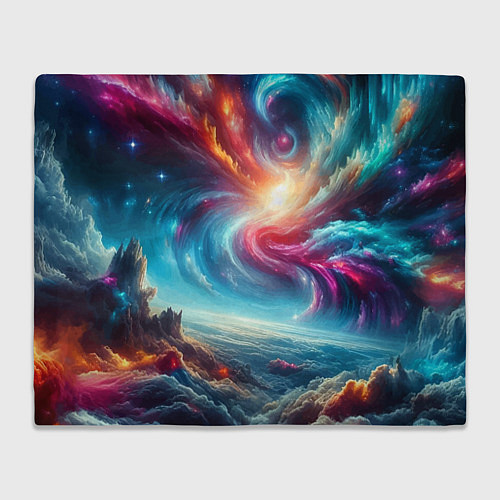 Плед Fantastic neon space landscape - ai art fantasy / 3D-Велсофт – фото 1