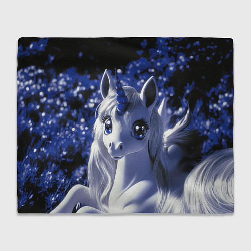 Плед Единорог - синий рог / 3D-Велсофт – фото 1