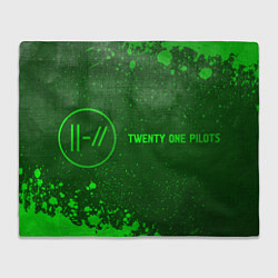 Плед флисовый Twenty One Pilots - green gradient по-горизонтали, цвет: 3D-велсофт