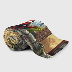 Плед флисовый Маленький человек-паук в городе, цвет: 3D-велсофт — фото 2