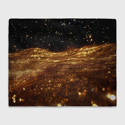 Плед Золотистые крупицы на черном / 3D-Велсофт – фото 1