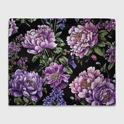 Плед флисовый Пионы и сирень старинный узор, цвет: 3D-велсофт