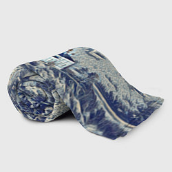 Плед флисовый Храм на фоне современного города, цвет: 3D-велсофт — фото 2