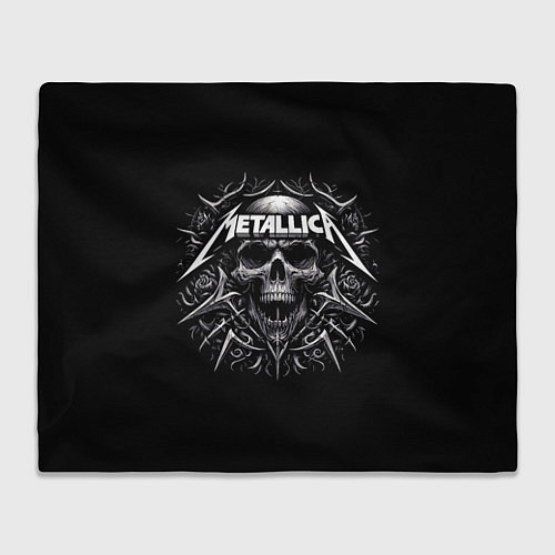 Плед Metallica - a skull with roses and thorns / 3D-Велсофт – фото 1