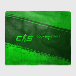Плед флисовый Counter-Strike 2 - green gradient по-горизонтали, цвет: 3D-велсофт