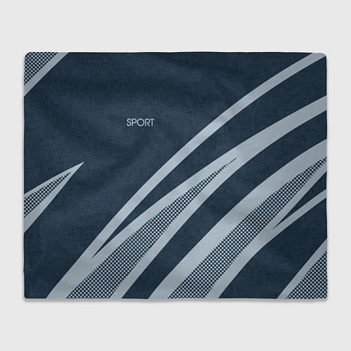 Плед Sport синий текстурный с полосами / 3D-Велсофт – фото 1