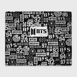 Плед флисовый Bangtan Boys pattern black, цвет: 3D-велсофт