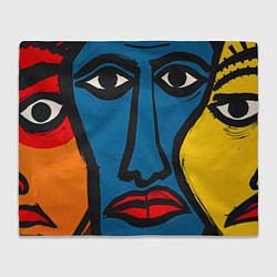 Плед флисовый Арт с лицами, цвет: 3D-велсофт