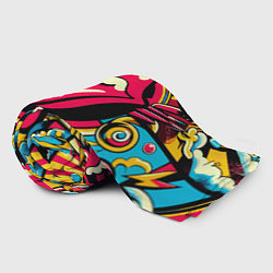 Плед флисовый Rolling Stones logo - pop art pattern, цвет: 3D-велсофт — фото 2