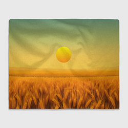 Плед флисовый Закат над пшеничным полем, цвет: 3D-велсофт