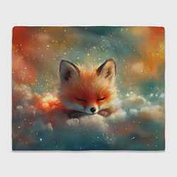 Плед флисовый Лисенок спит на облаке, цвет: 3D-велсофт