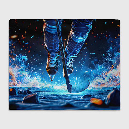 Плед Хоккеист в синем пламени / 3D-Велсофт – фото 1