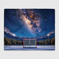 Плед флисовый Хоккейные ворота в ночи, цвет: 3D-велсофт