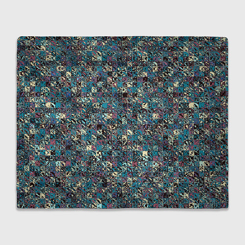 Плед Бордово-голубой квадратный паттерн / 3D-Велсофт – фото 1