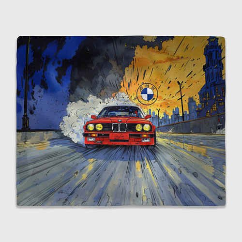 Плед Красная BMW на скорости / 3D-Велсофт – фото 1