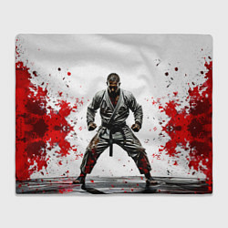 Плед флисовый Боец джиу-джитсу на белом, цвет: 3D-велсофт