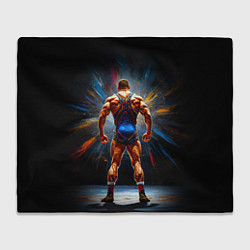 Плед флисовый Греко-римский борец на черном, цвет: 3D-велсофт