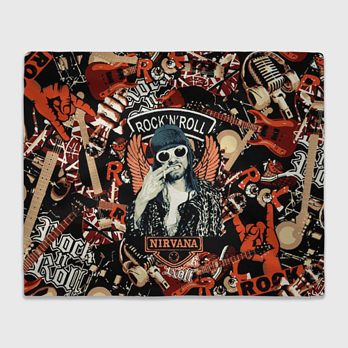 Плед Nirvana Kurt Cobain на фоне гитар / 3D-Велсофт – фото 1