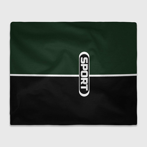 Плед Sport зелёно-чёрный с полосой / 3D-Велсофт – фото 1