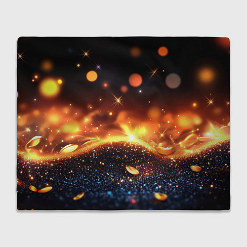 Плед Оранжевое боке на черном / 3D-Велсофт – фото 1