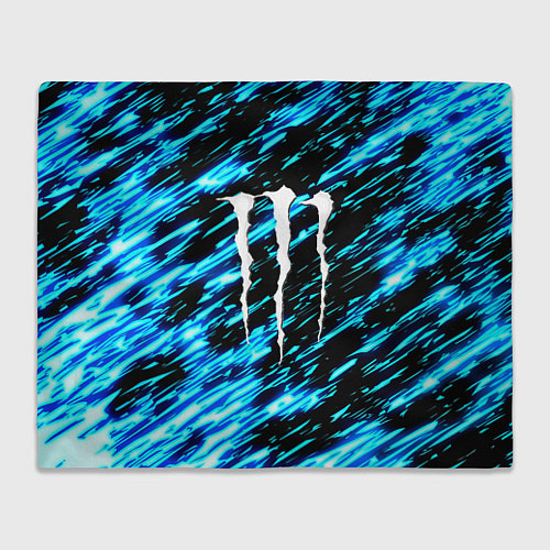 Плед Monster energy штрихи голубых неоновых красок / 3D-Велсофт – фото 1