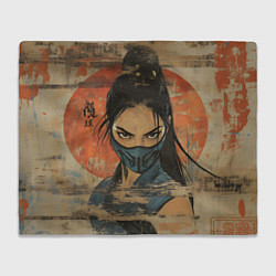 Плед флисовый Китана - Мортал комбат, цвет: 3D-велсофт