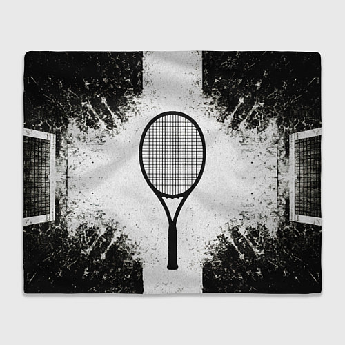 Плед Теннисная ракетка в черно-белом / 3D-Велсофт – фото 1