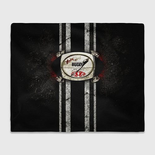 Плед Мяч регби на черном / 3D-Велсофт – фото 1