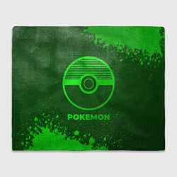 Плед флисовый Pokemon - green gradient, цвет: 3D-велсофт