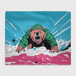 Плед флисовый Хищный русский медведь, цвет: 3D-велсофт